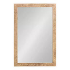 Specchio da parete rettangolare marrone, cornice in legno a spina di pesce, singolo, 24"x36"