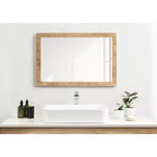 Specchio da parete rettangolare marrone, cornice in legno a spina di pesce, singolo, 24"x36"