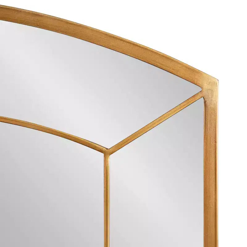 Specchio da parete ad arco dorato, finitura anticata, pannello singolo, 36"×27"