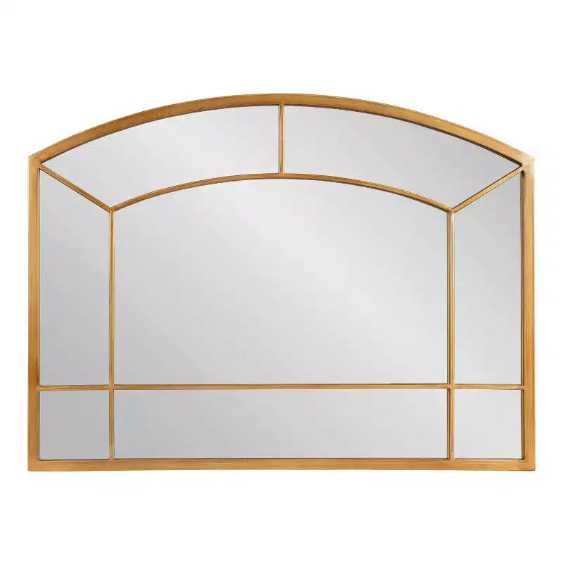Specchio da parete ad arco dorato, finitura anticata, pannello singolo, 36"×27"