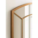 Specchio da parete ad arco dorato, finitura anticata, pannello singolo, 36"×27"