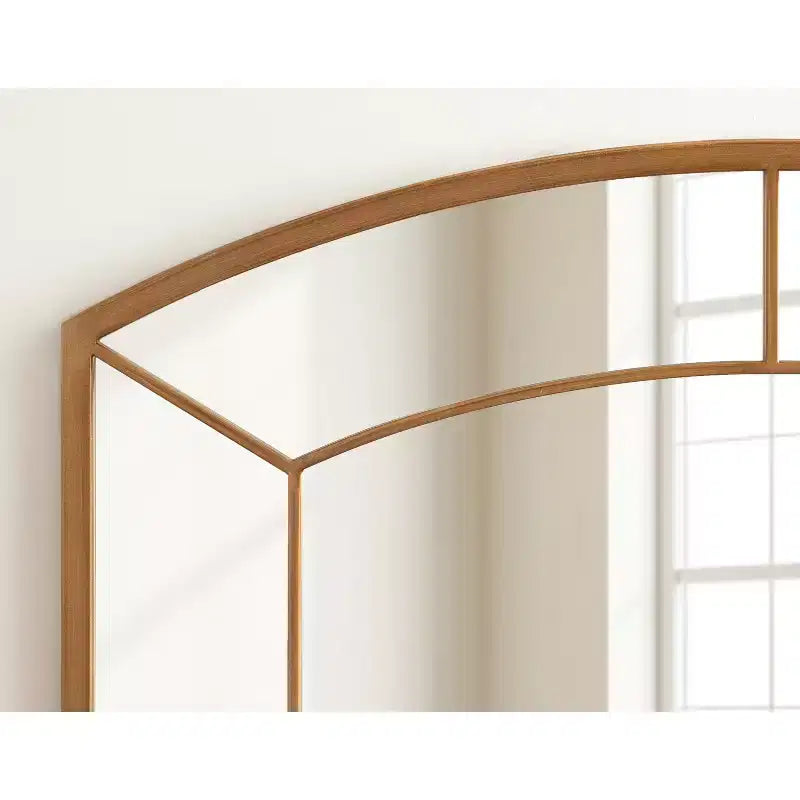 Specchio da parete ad arco dorato, finitura anticata, pannello singolo, 36"×27"