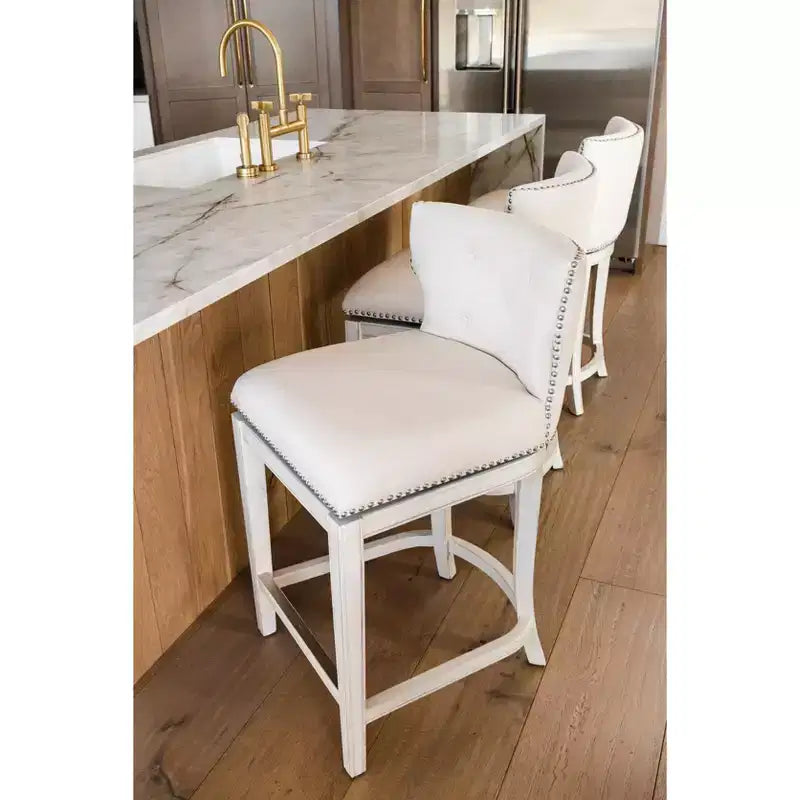 Sgabello da bar ad altezza bancone con schienale a pozzetto, grigio cenere / tessuto rovere naturale, senza braccioli, 1 posto