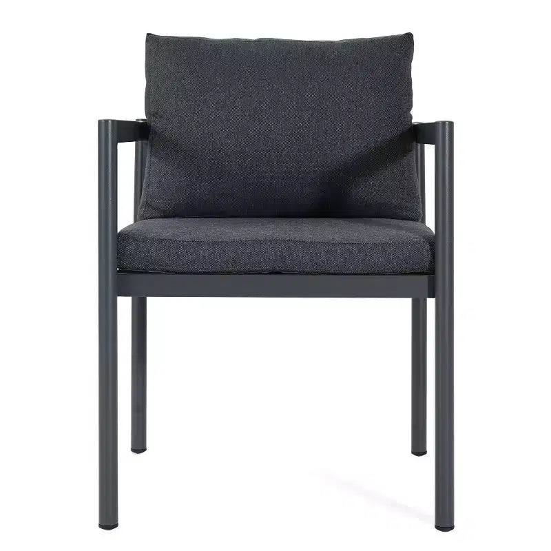 Sedie da esterno in alluminio grigio con braccioli, set da 2