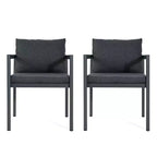 Sedie da esterno in alluminio grigio con braccioli, set da 2