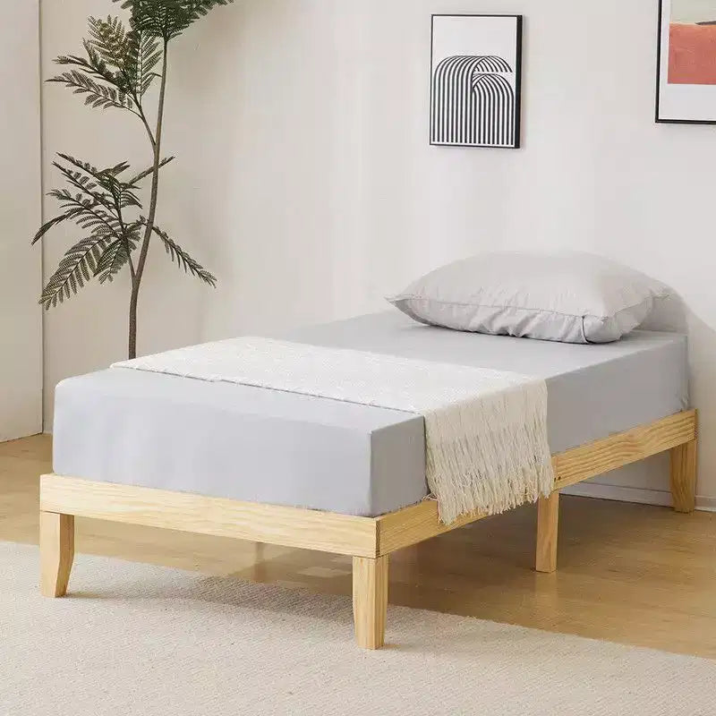 Letto a piattaforma in legno di pino, colore legno naturale, misura singola, 1 persona