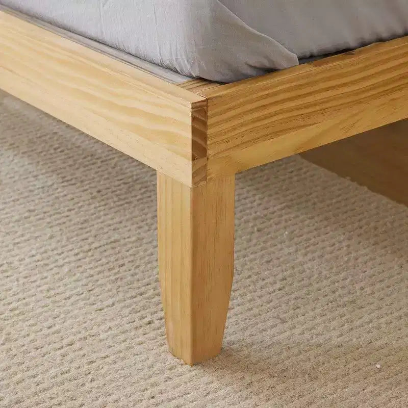 Letto a piattaforma in legno di pino, colore legno naturale, misura singola, 1 persona