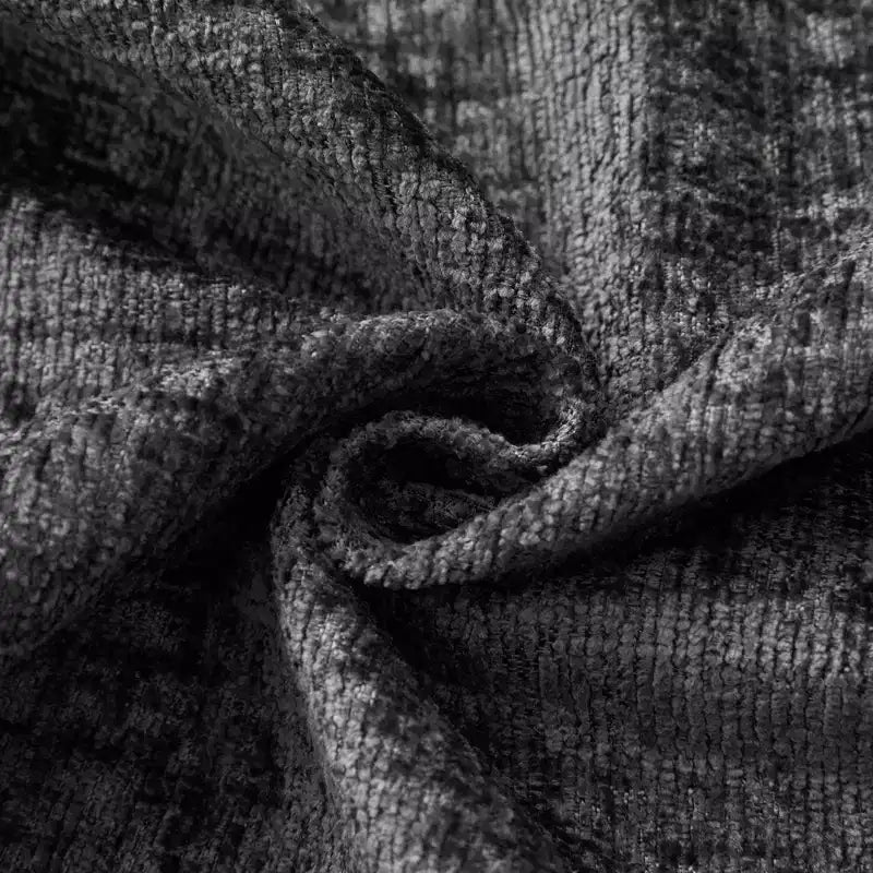 Divano Sezionale Modulare a 3 Posti in ciniglia Nero / Grigio / Bianco con Pouf Contenitore