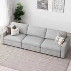Divano Sezionale Modulare a 3 Posti in ciniglia Nero / Grigio / Bianco con Pouf Contenitore