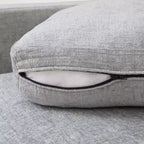 Divano Sezionale Modulare a 3 Posti in ciniglia Nero / Grigio / Bianco con Pouf Contenitore