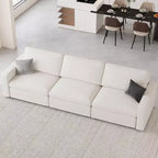 Divano Sezionale Modulare a 3 Posti in ciniglia Nero / Grigio / Bianco con Pouf Contenitore