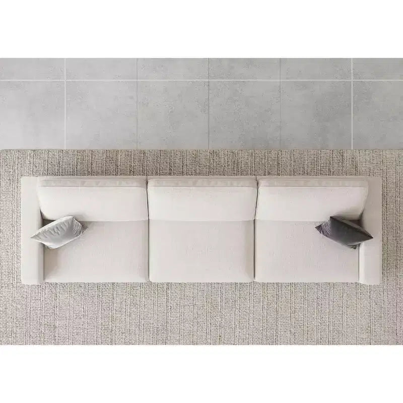 Divano Sezionale Modulare a 3 Posti in ciniglia Nero / Grigio / Bianco con Pouf Contenitore