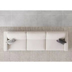 Divano Sezionale Modulare a 3 Posti in ciniglia Nero / Grigio / Bianco con Pouf Contenitore