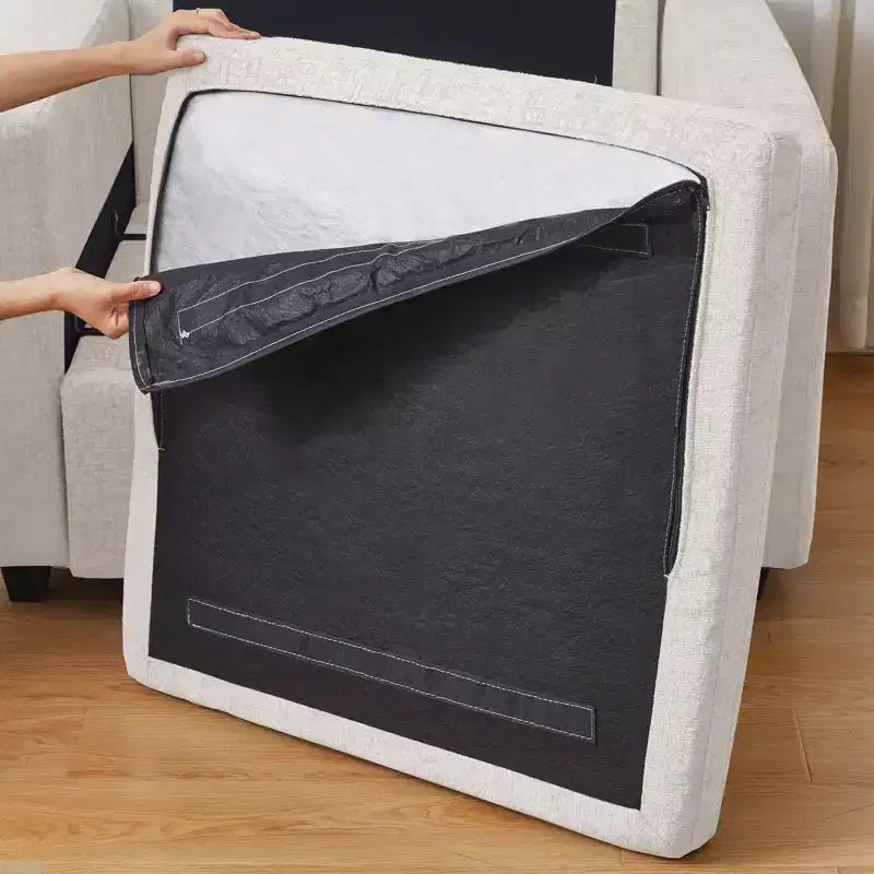 Divano Sezionale Modulare a 3 Posti in ciniglia Nero / Grigio / Bianco con Pouf Contenitore