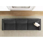 Divano Sezionale Modulare a 3 Posti in ciniglia Nero / Grigio / Bianco con Pouf Contenitore