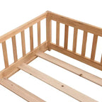 Struttura letto in legno massello a pavimento, singola, grigio/naturale/bianco, bambini (2-12 anni), 1 bambino