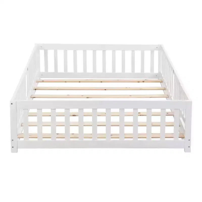 Struttura letto in legno massello a pavimento, singola, grigio/naturale/bianco, bambini (2-12 anni), 1 bambino