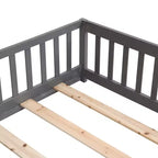 Struttura letto in legno massello a pavimento, singola, grigio/naturale/bianco, bambini (2-12 anni), 1 bambino