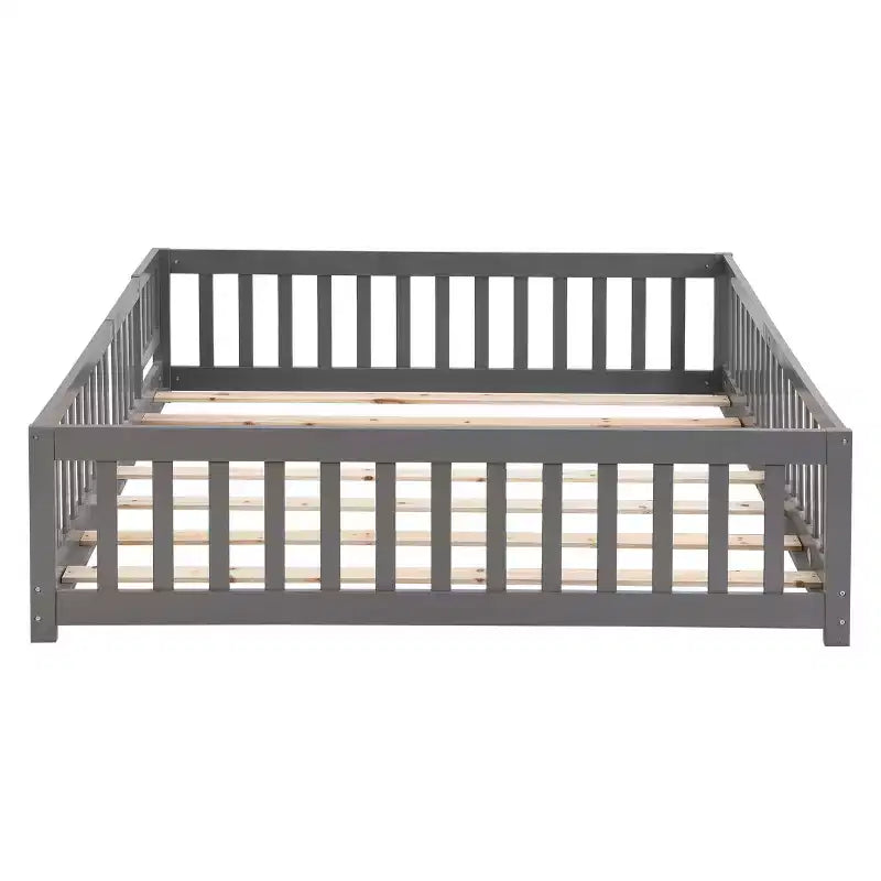 Struttura letto in legno massello a pavimento, singola, grigio/naturale/bianco, bambini (2-12 anni), 1 bambino