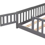 Struttura letto in legno massello a pavimento, singola, grigio/naturale/bianco, bambini (2-12 anni), 1 bambino