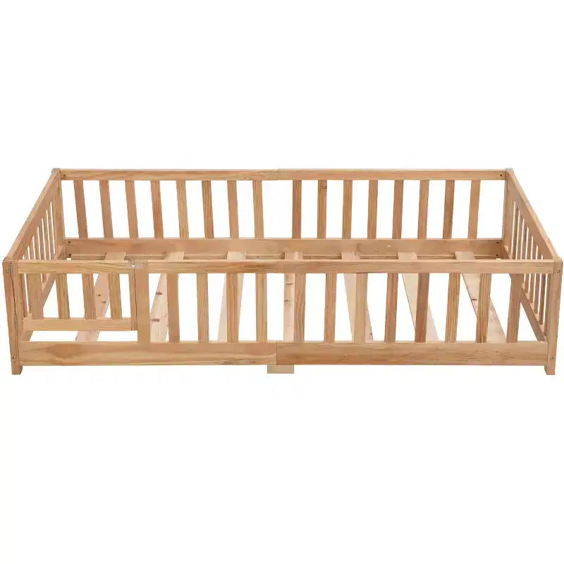 Struttura letto in legno massello a pavimento, singola, grigio/naturale/bianco, bambini (2-12 anni), 1 bambino