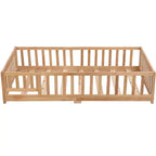 Struttura letto in legno massello a pavimento, singola, grigio/naturale/bianco, bambini (2-12 anni), 1 bambino