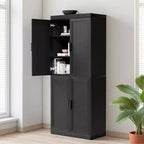 Armadio contenitore a 4 ante effetto legno nero, 72"H x 31"W x 16"D