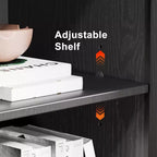 Armadio contenitore a 4 ante effetto legno nero, 72"H x 31"W x 16"D