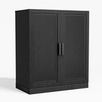 Armadio contenitore a 4 ante effetto legno nero, 72"H x 31"W x 16"D