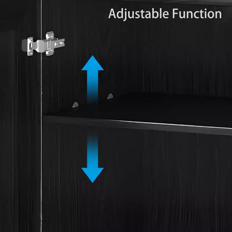Mobiletto contenitore per porta in rattan nero, modello a 4 ante e 4 ripiani, unità singola — 157 cm (A) x 79 cm (L) x 41 cm (P)