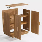 Mobiletto portaoggetti a 2 ante color legno naturale con ripiani regolabili, montaggio in 1 persona