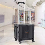 Carrello Utilità Pieghevole Nero, Capacità 50 kg, Uso per 1 Persona, Carrello a 4 Ruote con Manico Telescopico