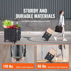 Carrello Utilità Pieghevole Nero, Capacità 50 kg, Uso per 1 Persona, Carrello a 4 Ruote con Manico Telescopico