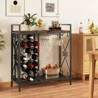 Cantinetta portabottiglie da 21 bottiglie autoportante in nero e oro/marrone con porta bicchieri