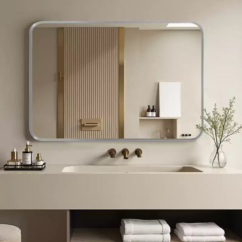 Specchio da parete rettangolare argento, 81x56 cm, da parete