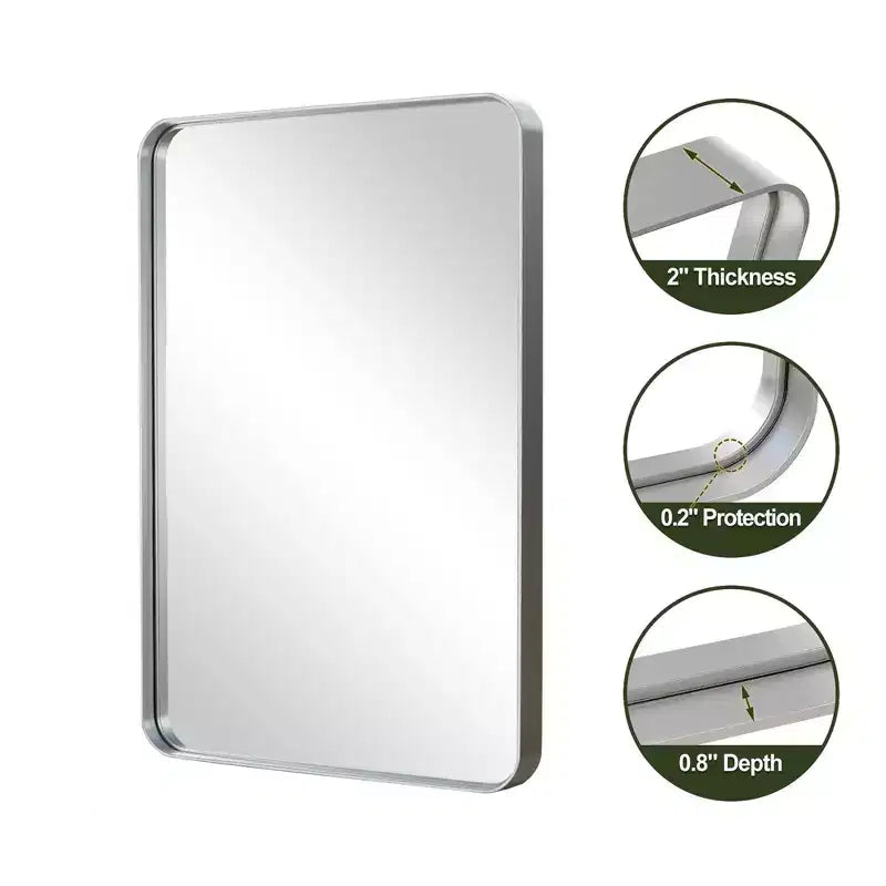 Specchio da parete rettangolare argento, 81x56 cm, da parete