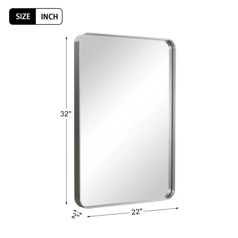 Specchio da parete rettangolare argento, 81x56 cm, da parete