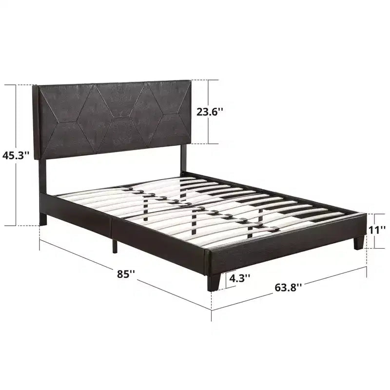Letto a piattaforma imbottito Black Queen, capitonné, in PU, per 1