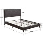 Letto a piattaforma imbottito Black Queen, capitonné, in PU, per 1
