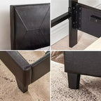 Letto a piattaforma imbottito Black Queen, capitonné, in PU, per 1
