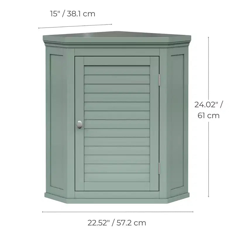 Pensile ad angolo a due ante, blu navy/verde salvia/bianco, 1 unità