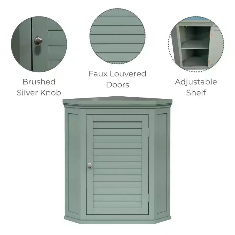 Pensile ad angolo a due ante, blu navy/verde salvia/bianco, 1 unità