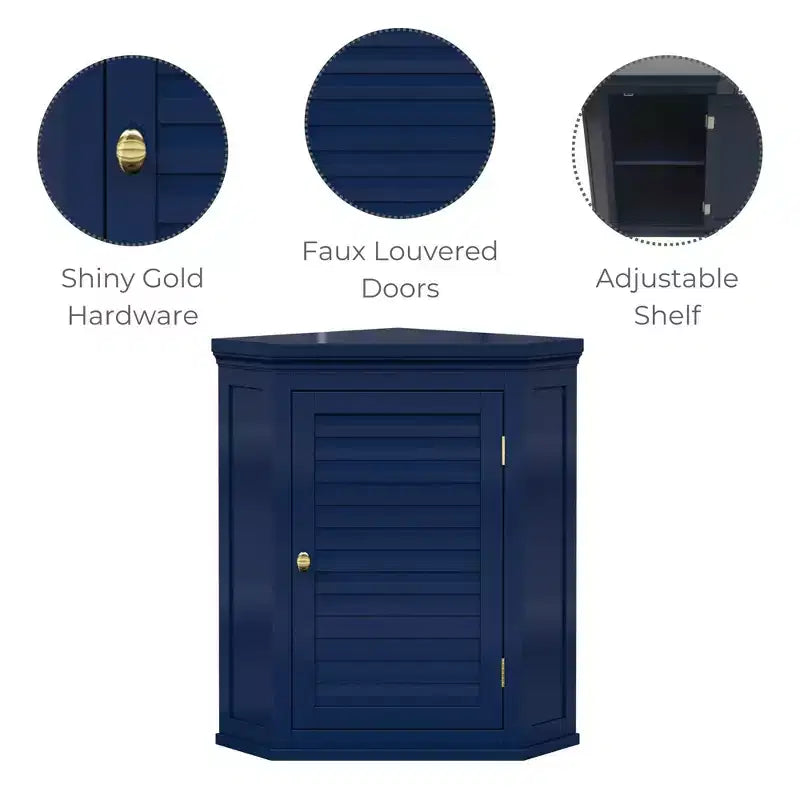 Pensile ad angolo a due ante, blu navy/verde salvia/bianco, 1 unità