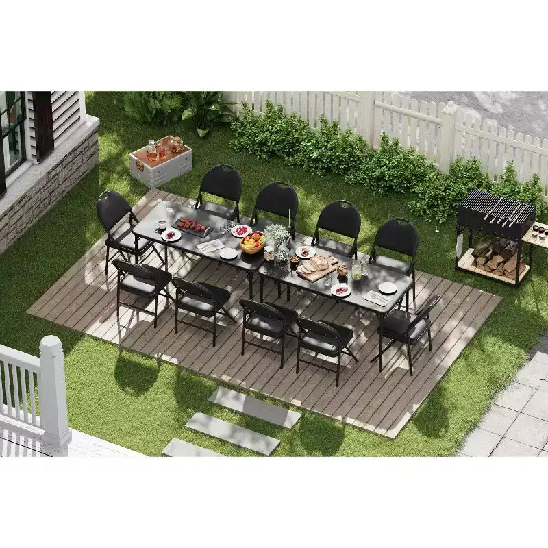 Set da 4 sedie e tavolo da gioco pieghevole in PU nei colori Beige/Nero/Bianco, 4 posti