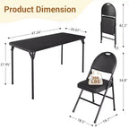 Set da 4 sedie e tavolo da gioco pieghevole in PU nei colori Beige/Nero/Bianco, 4 posti