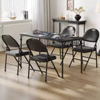 Set da 4 sedie e tavolo da gioco pieghevole in PU nei colori Beige/Nero/Bianco, 4 posti