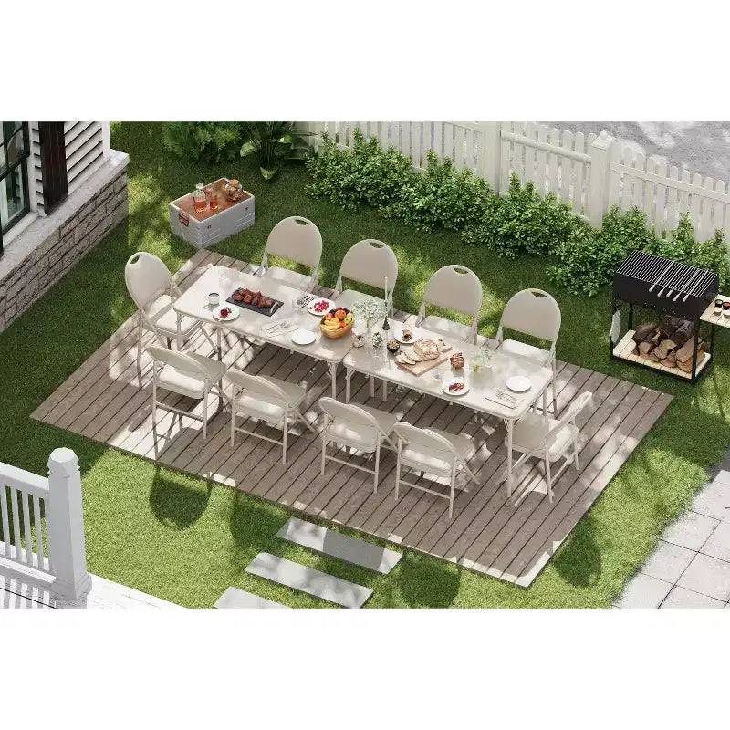 Set da 4 sedie e tavolo da gioco pieghevole in PU nei colori Beige/Nero/Bianco, 4 posti