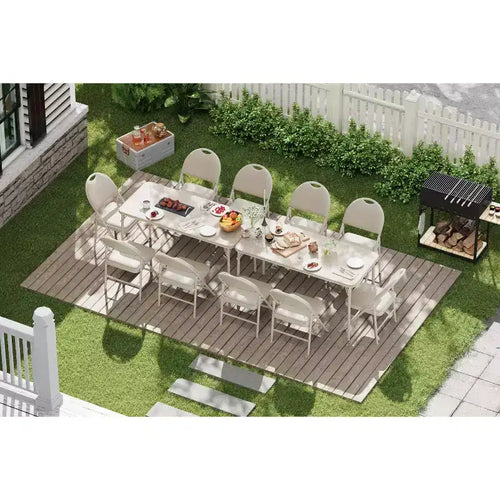 Set da 4 sedie e tavolo da gioco pieghevole in PU nei colori Beige/Nero/Bianco, 4 posti