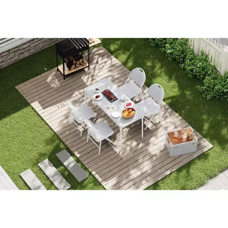 Set da 4 sedie e tavolo da gioco pieghevole in PU nei colori Beige/Nero/Bianco, 4 posti