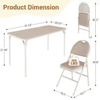 Set da 4 sedie e tavolo da gioco pieghevole in PU nei colori Beige/Nero/Bianco, 4 posti